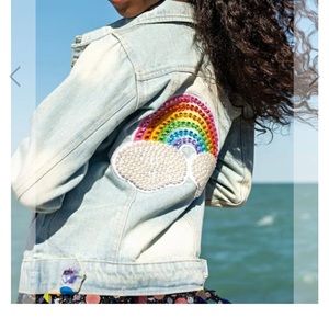 Lola and the Boys, Rainbow Pearl Denim Jacket, Size 4 (217)